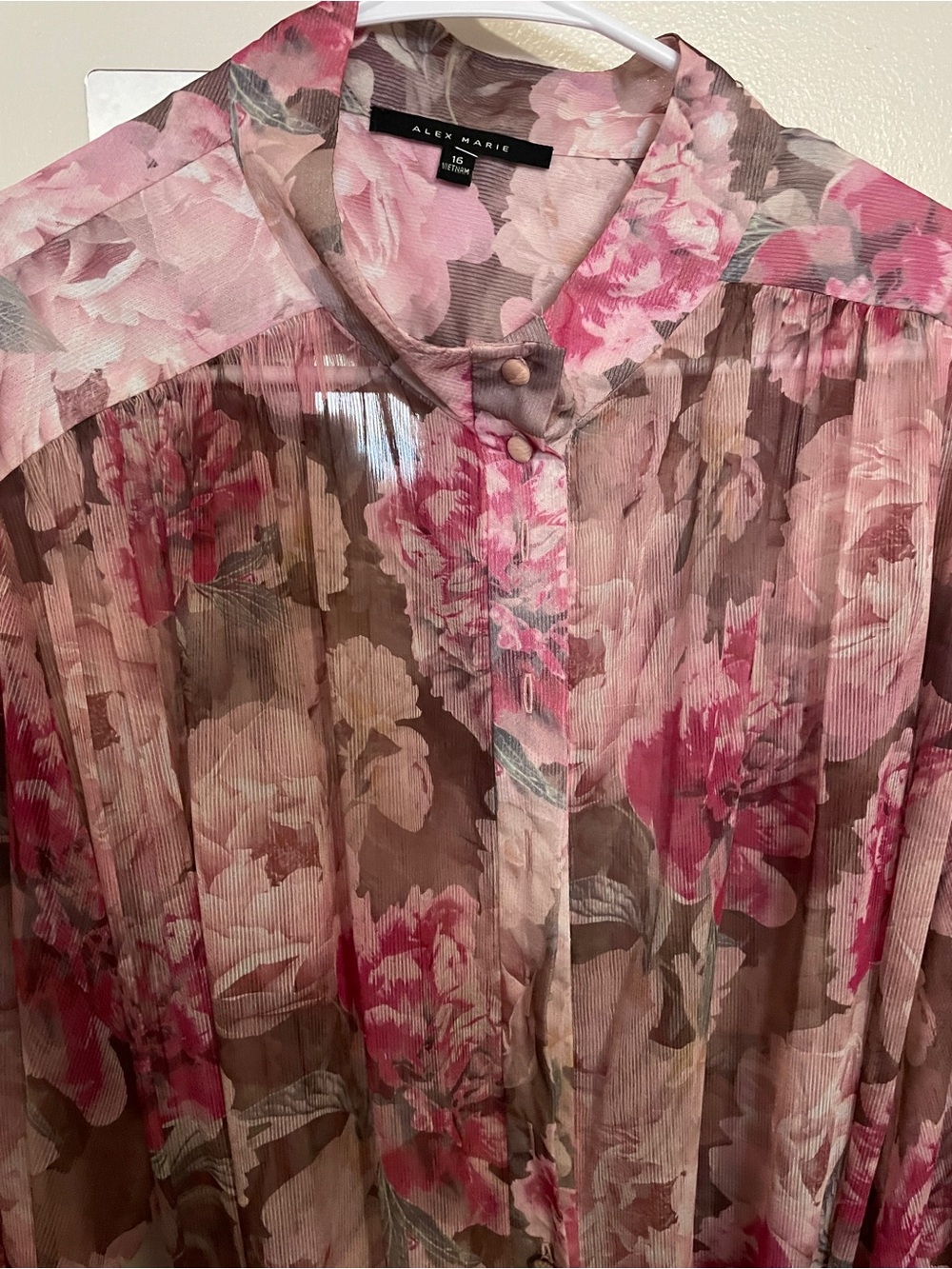 Womens Alex Marie knee length pink/brown sheer tiered dress tassels size 16 xl